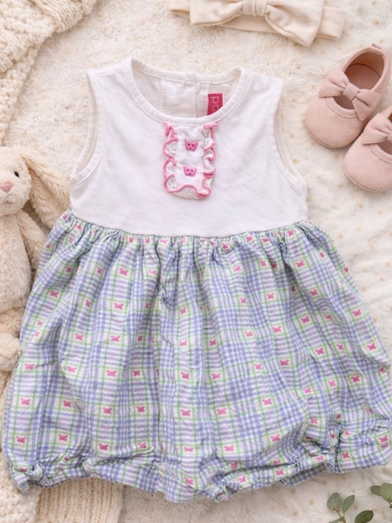 Good Lad Other - Goodlad Baby Girls Plaid Butterfly Dress 9M Pink Blue Sleeveless Easter